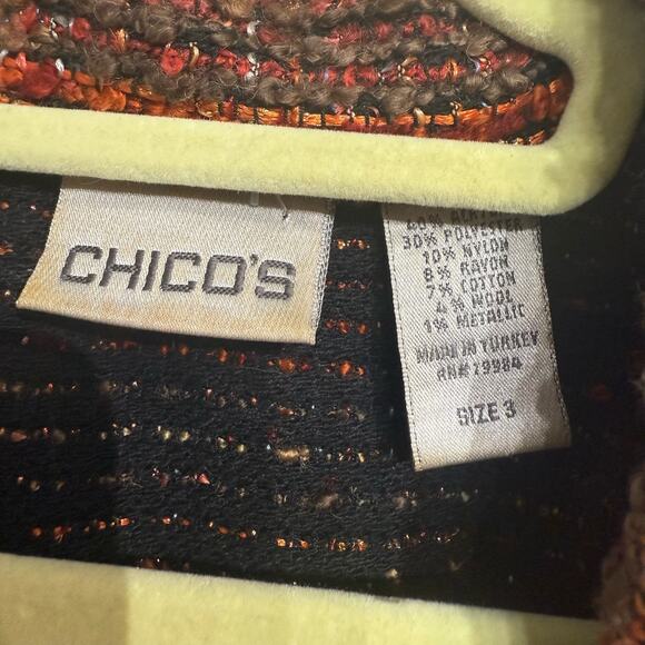 Chico's Multicolor Striped Metallic Blazer Sz 3/XL - Picture 7 of 13